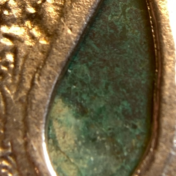 Vintage Israel 925 Eilat Stone Teardrop Earrings 1.5” Sterling Silver - Picture 6 of 10